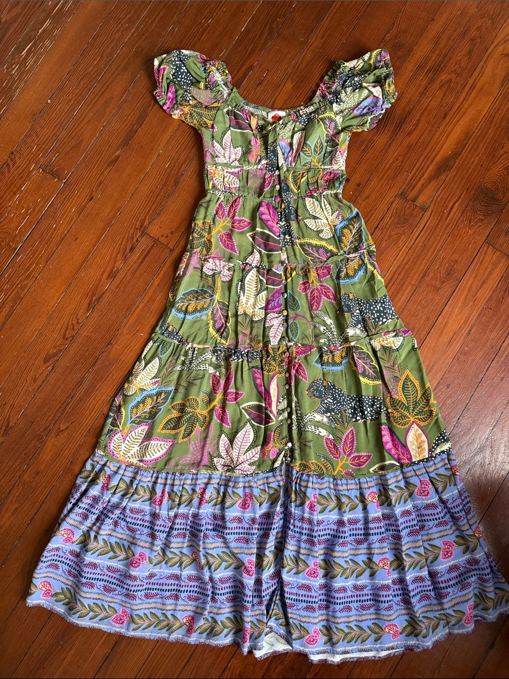Farm Rio Green Wild Jungle Corset Maxi Dress - Picture 3 of 5